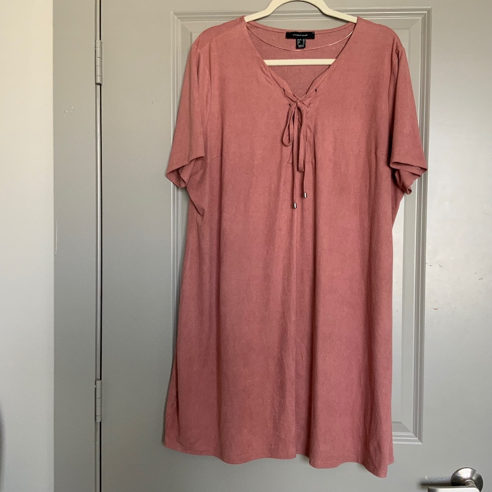 Women’s Atmosphere Peach Pink Comfy Stretch Short Sleeve Mini Dress Size US 16